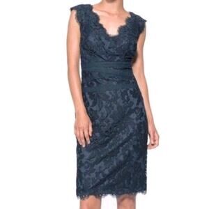 NEW Tadashi Shoji Womens Deep Blue Lace Embroidered Sheath Dress Sz 6